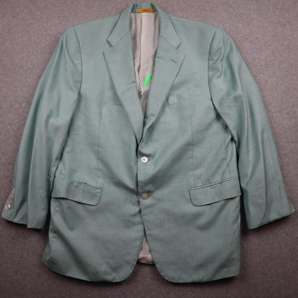 Hickey Freeman Wool Blazer Mens 44 Reg Astor Teal Silk Blend 2-Button Sport Coat